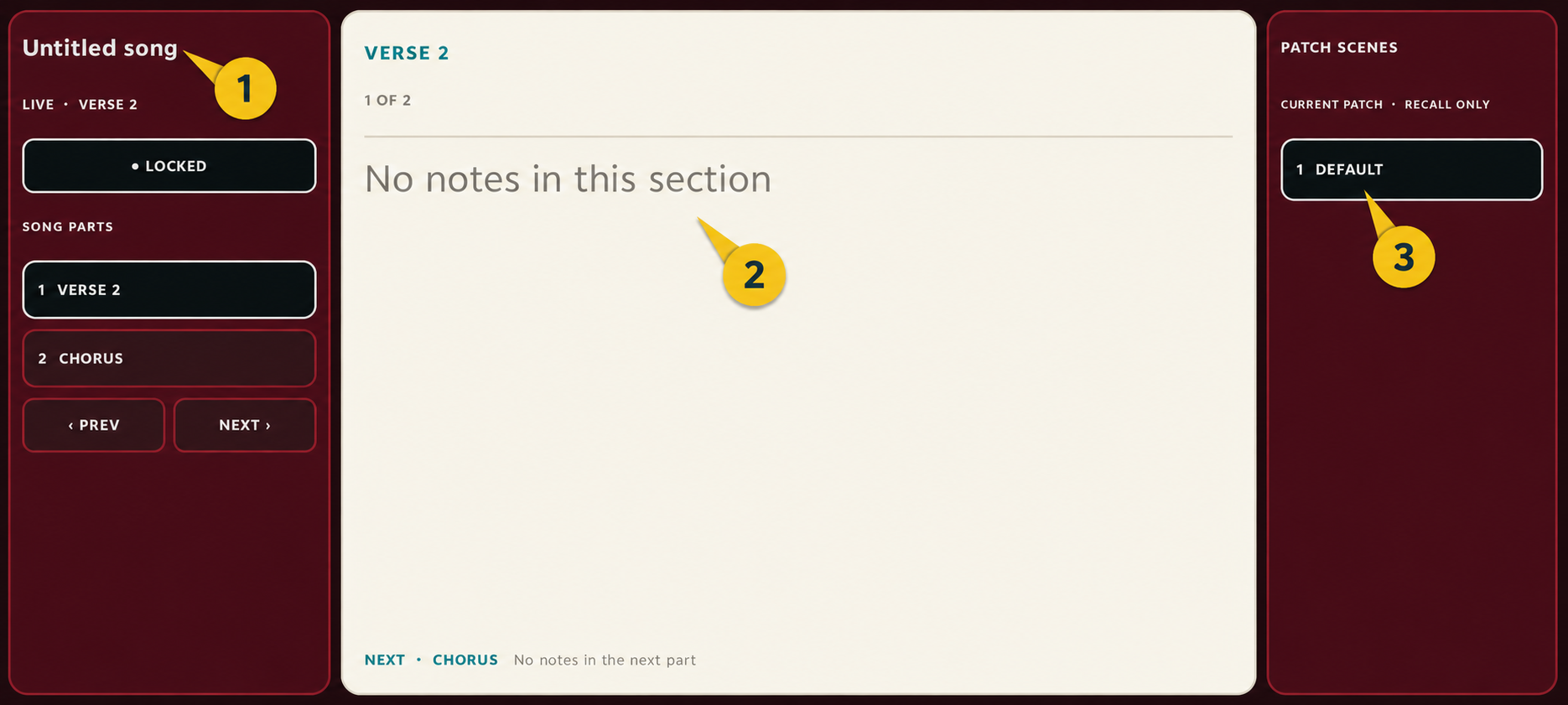 Current OpenNotes Performance Mode with fixed numbered markers