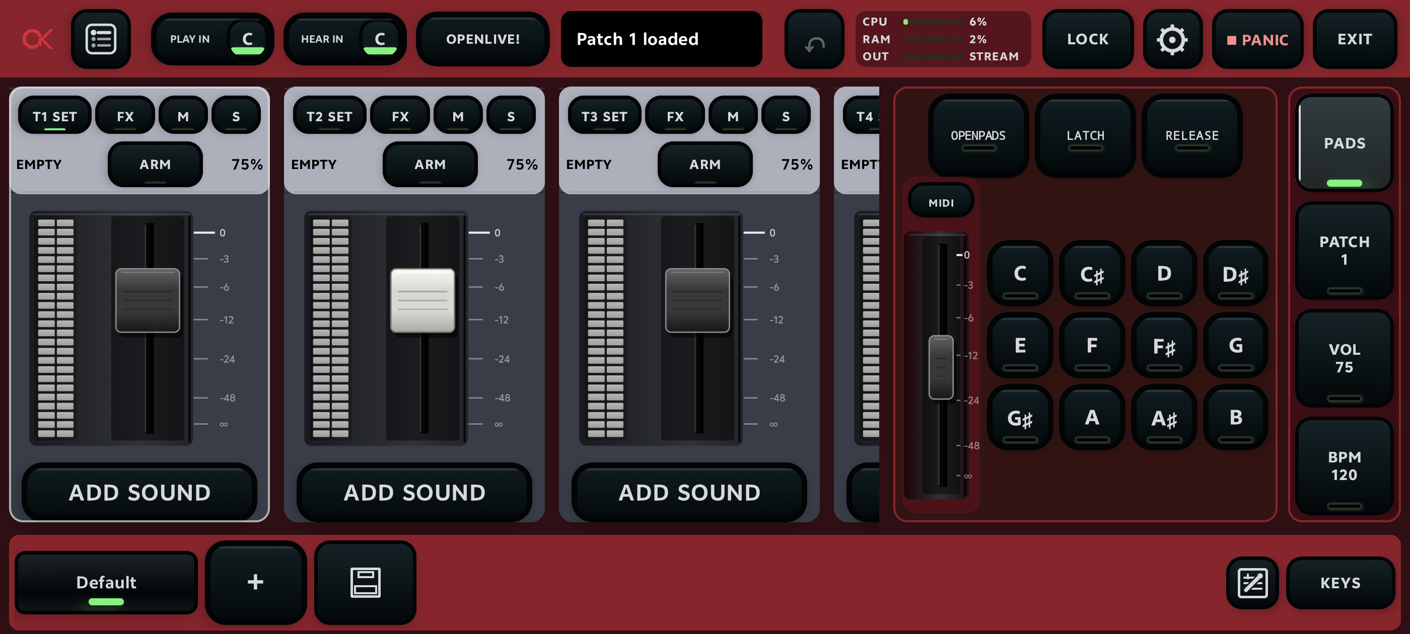 OpenPads with scene recall controls