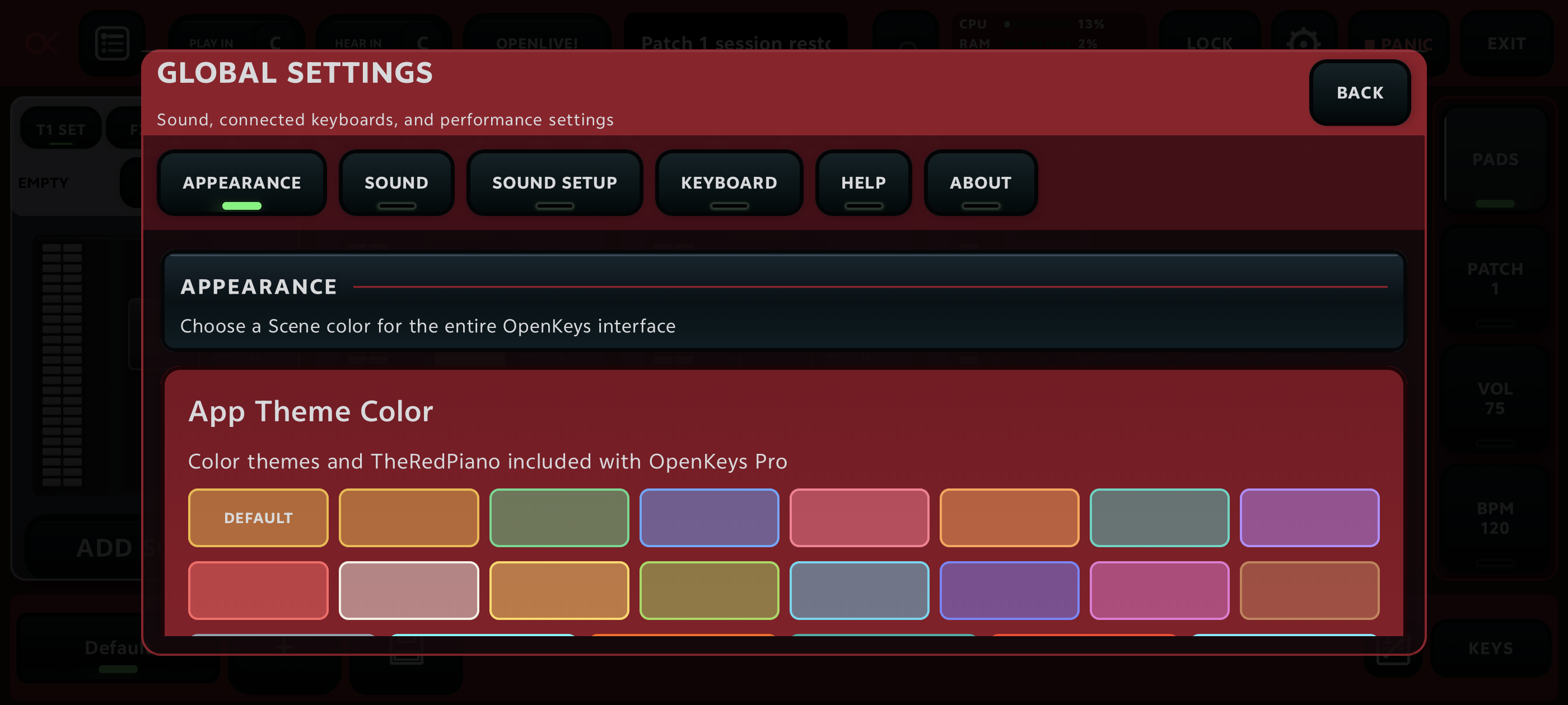 OpenKeys Global Settings window