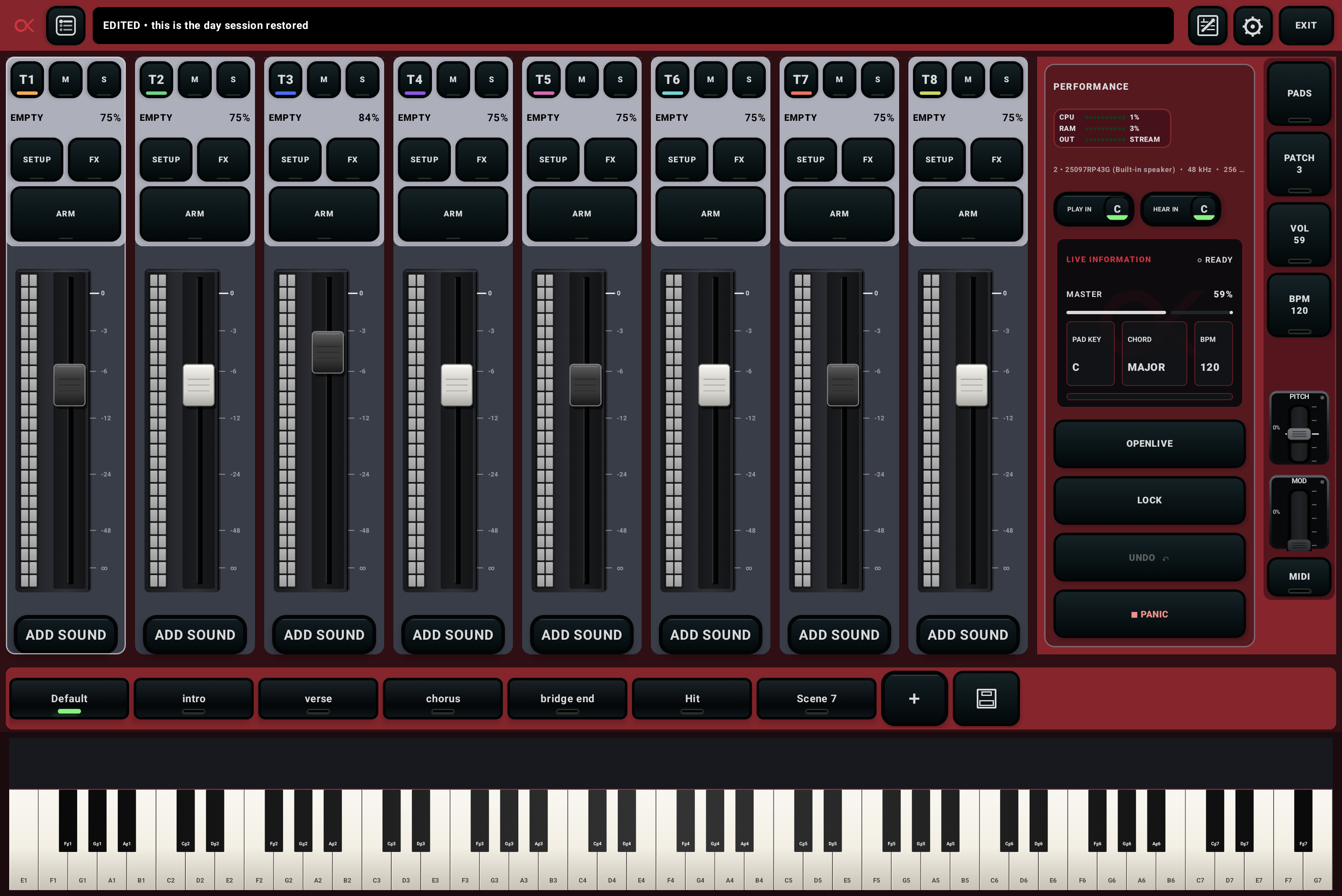 OpenKeys live mixer with layered sounds and performance controls